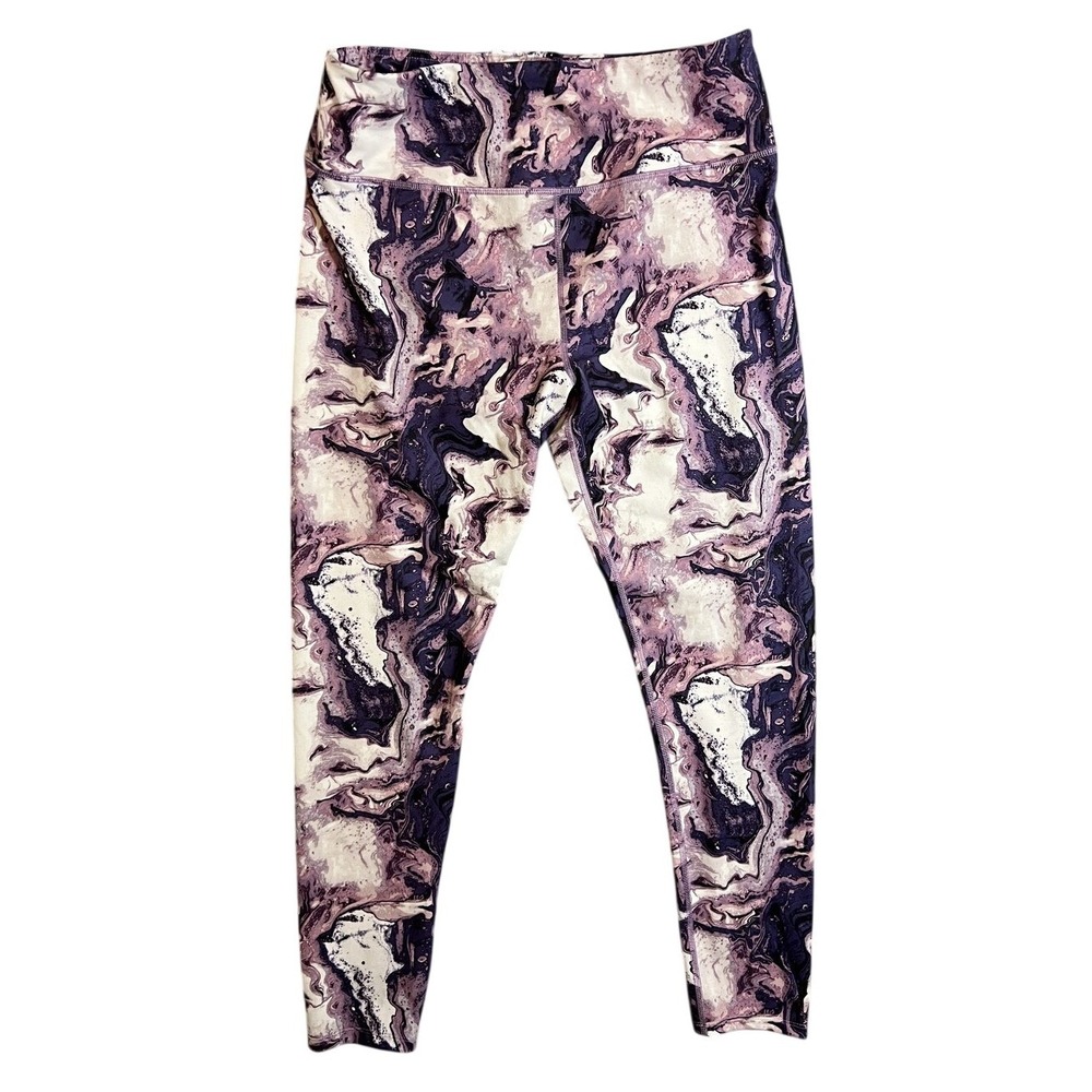 SO Yoga High-Rise Leggings Women's XL Purple Marble Abstract Perfectly Soft
